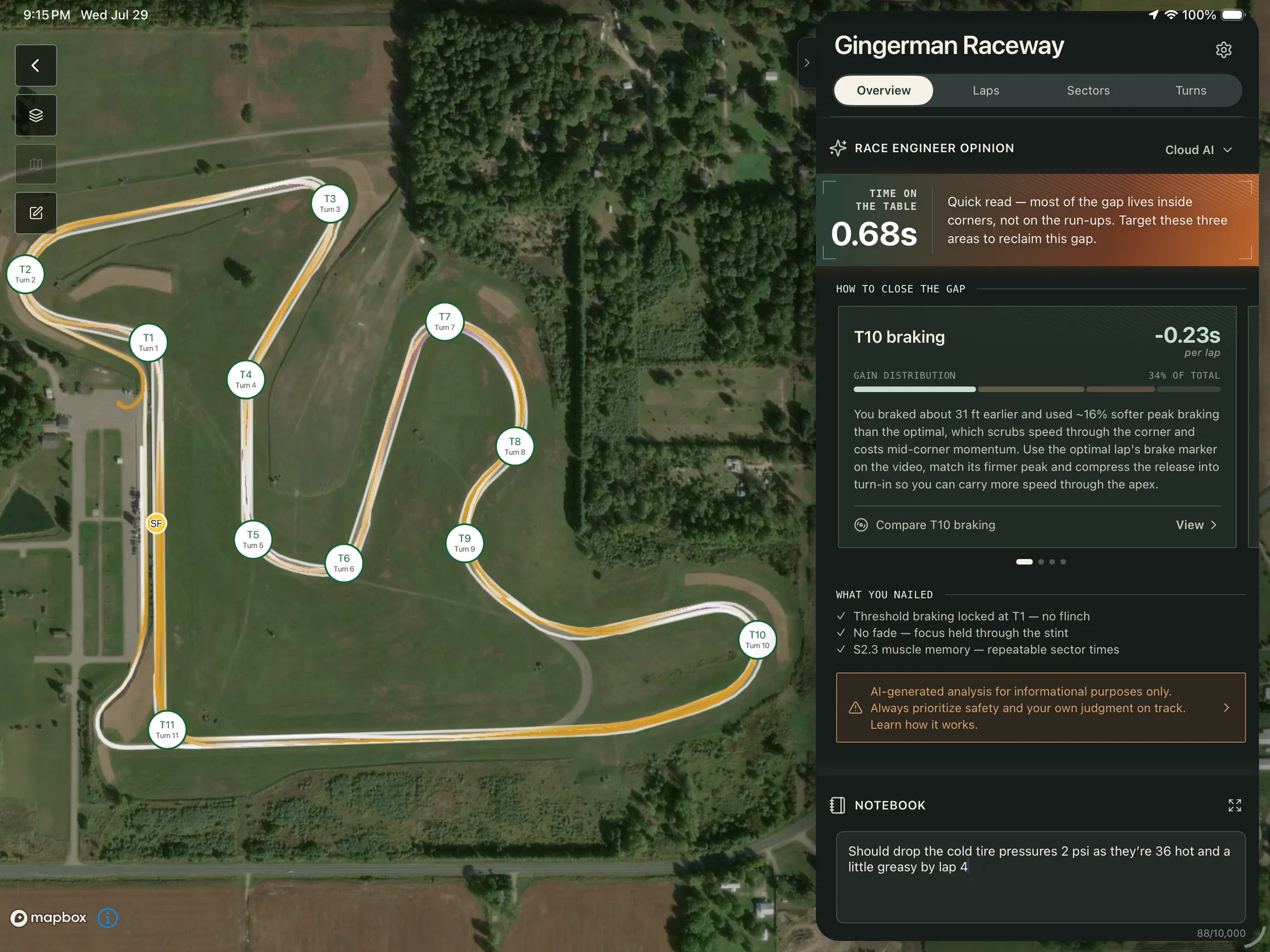 Stint on iPad — the race engineer debrief