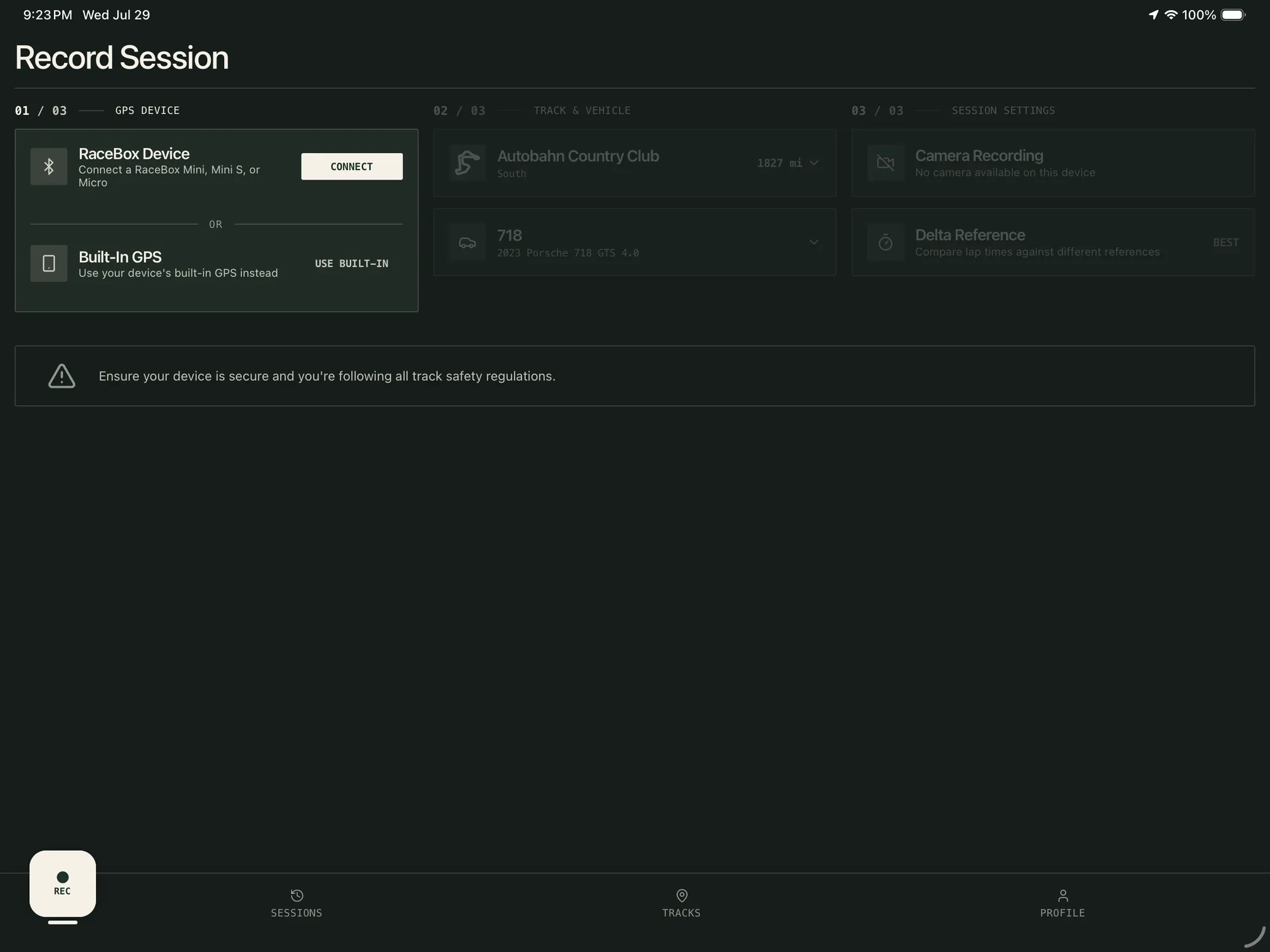 Stint on iPad — Live delta